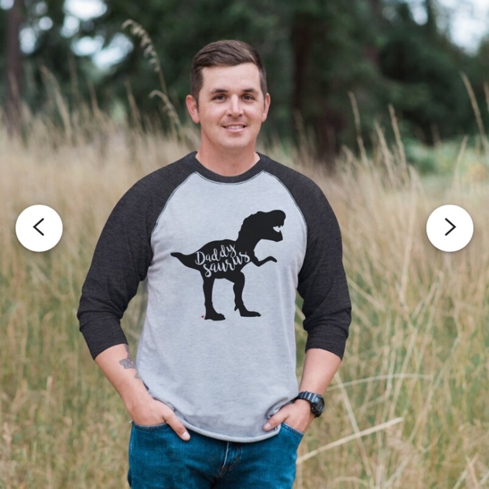 Daddy Saurus Baseball Style Tshirt